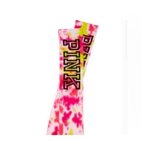 NWT PINK VICTORIA’S SECRET KNEE HIGH SOCKS IN PINK/YELLOW  TIE DYE - Picture 5 of 5